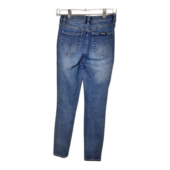 Rolla's Westcoast Women’s Super Skinny Jean Distressed Knees Medium Wash Size 26 - Picture 3 of 8